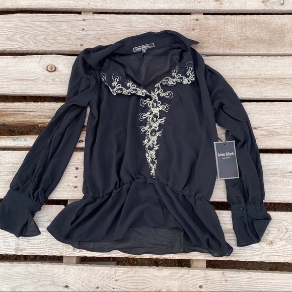 Love Stitch Tops - NWT Love Stitch Black woman's blouse M